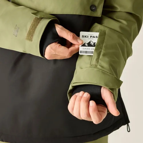 Pánská technická lyžařská bunda Dare2b FREERIDE III černá/khaki (7)