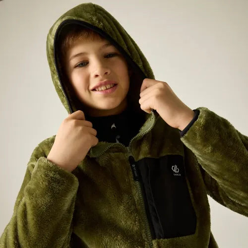 Dětská huňatá fleecová mikina Dare2b POWDER khaki/černá (2)