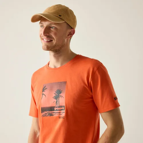 Pánské bavlněné tričko Regatta CLINE IX oranžová (2)